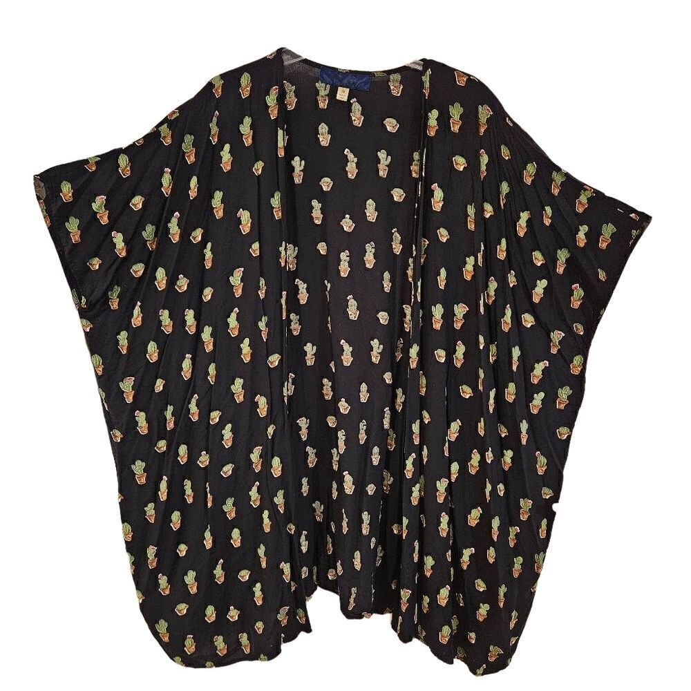 Cactus Print Bohemian Kimono sz M oversized